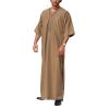 Arabic Clothing Loose Men's Muslim Dresses Islamic Clothing Men, Long Sleeve Kaftan Muslim Dresses Men's Islamic Clothing Long Muslim Dresses, T Khaki, S view 2