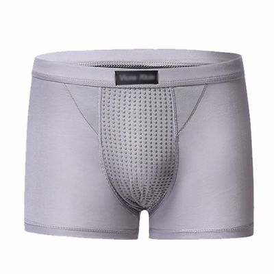 MECKOZ 2 Pack Men's Underwear Tourmaline Prostate Magnetic Therapy Health Care Comfort Shorts Modal Breathable Boxer Briefs(Gris,5XL)