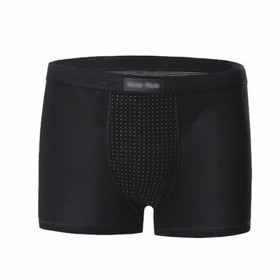 MECKOZ 2 Pack Men's Underwear Tourmaline Prostate Magnetic Therapy Health Care Comfort Shorts Modal Breathable Boxer Briefs(Black,L)