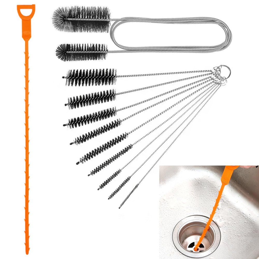 11pcs Bottle Brushes for Cleaning,Straw Cleaner Brush,Bottle Cleaning Brush with Drain Unblocker,Small Cleaning Bottle Brush,Baby Bottle Brush Pipe Cleaners,For Bottle Glasses Straw Cleaning