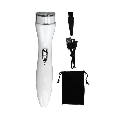 Electric Mini Shaver Low Noise Double Ring Mesh Swivel Electric Head Shaver for Car Home (White)
