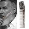 ANKROYU Mini Beard Comb, Pocket Comb Gentleman Styling Stainless Steel Portable Pocket Beard Shaving Comb Pocket Beard Shaving Comb Beard Hair for Barbershop and Home Use view 2