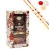 Ghasitaram Gifts Jaiccha Rakhi Gifts for Brothers - White flower box of Bites and Cookies with 2 Rakhis view 1