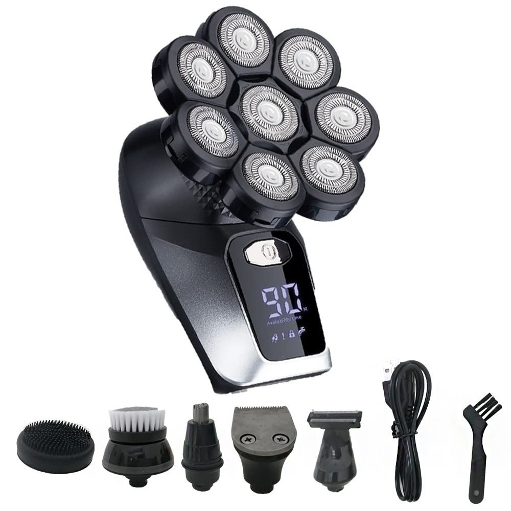 Electric Razor for Men's, Multifunctional 8D Bald Head Shaver 6 in 1 Electric Razor Head Shavers for Bald Men LED Display Electric Shavers
