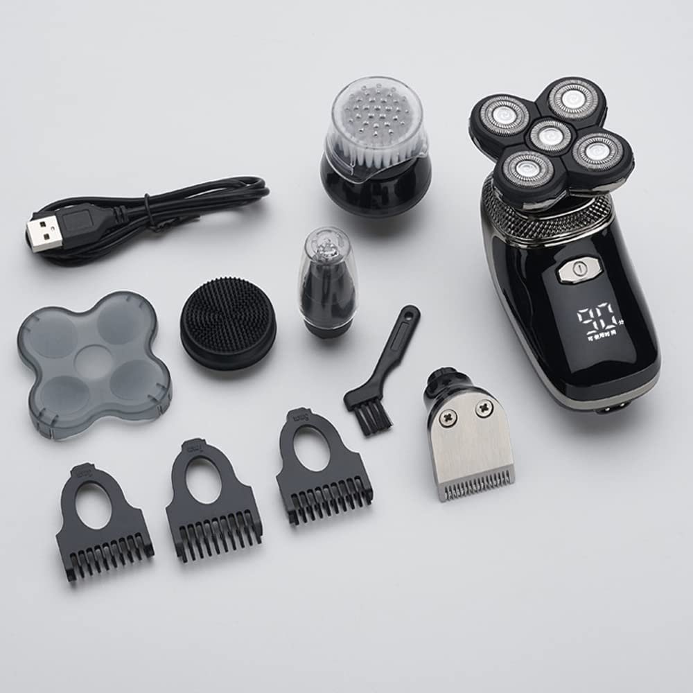 Electric Razor for Men's, 5 In 1 Electric Shaver USB Rechargeable Floating Heads Razors Clipper Nose Ear Hair Trimmer Men Facial Cleaning Brush