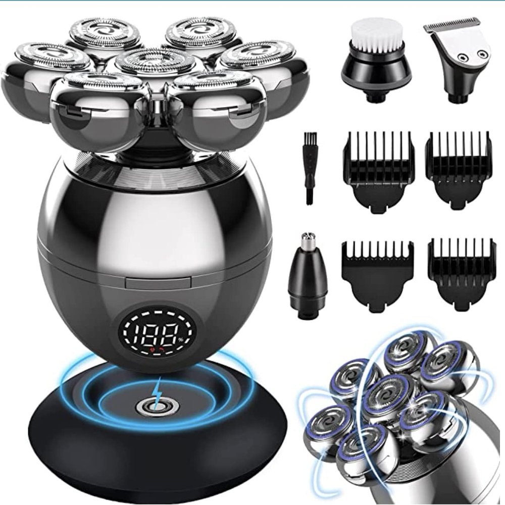 Electric Razor for Men's, 5 in 1 Electric Head Shaver Bald Men - Rotary Design Head Shaver Electric