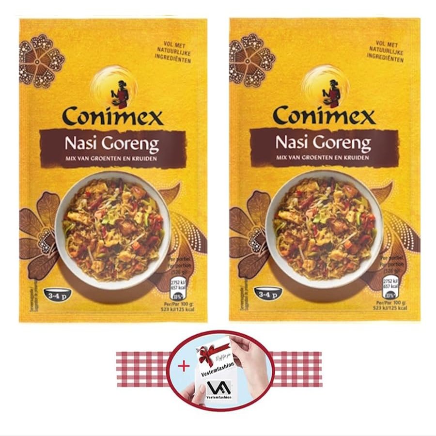 Conimex - Mix for Nasi Goreng - Indonesian Spice Mix With Dried Vegetables - 37 g - (2 x Units) and 1 x Exclusive Small Gift from Vestemfashion Team