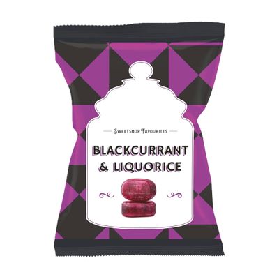Blackcurrant & Liquorice Bags | Boiled Sweets | Chewy Centre | 120g | (Pack of 6)
