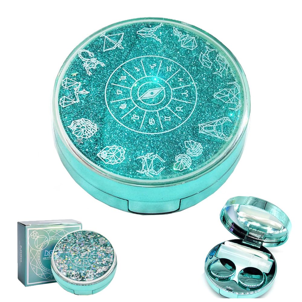 MZSX Travel Contact Lens Cases with Mirror, Magical Girl, Durable, Compact, Portable Soak Storage Kit, Protect Your Eyes, Home Case Easy Carry Mini Box,Tweezers Solution Bottle Lens Container