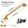 Rackickyer Shower Grab Bar, 16 Inch Gold Bathroom Bar, 1.25" Diameter 304 Stainless Steel Anti-Slip for Bathtubs and Showers, Handicap Support for Seniors Elderly (2 Pack) view 2