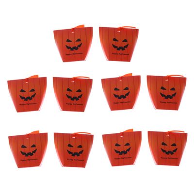 HEMOTON 10pcs Pumpkin Man Candy Bag Halloween Nougat Bag Candy Paper Box for Party Supplies Halloween Favor Boxes for Fillers