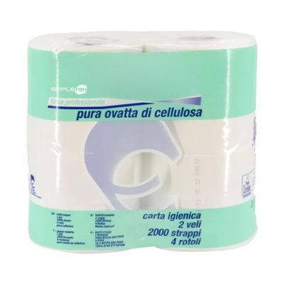 Simpletek - 4 Rolls of Hygenic Paper | 2000 Tears 2 Ply Pack of 4 Rolls