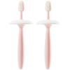ZUMAHA Pink Kids Toothbrush, Manual Toothbrush with Suction Base, Pack of 2 Infant Silicone Toothbrushes for Ages 1-3 Years view 1