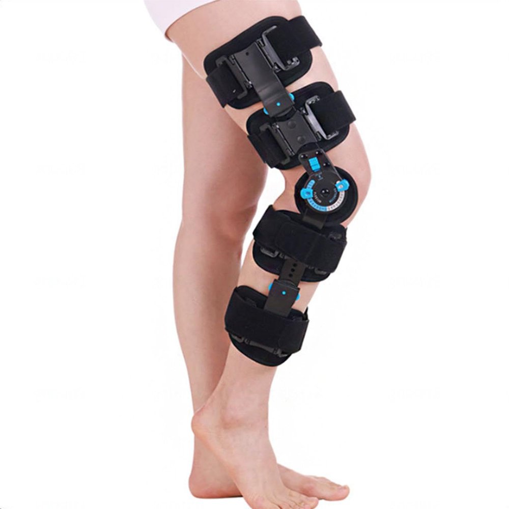 EvAnem Adjustable Hinged Knee Brace, Stabilizes Leg Aids Post Injury Recovery, Universal Knee Immobilizer Stabilizer, Adjustable Sponge Liner, Posope Rehabilitation