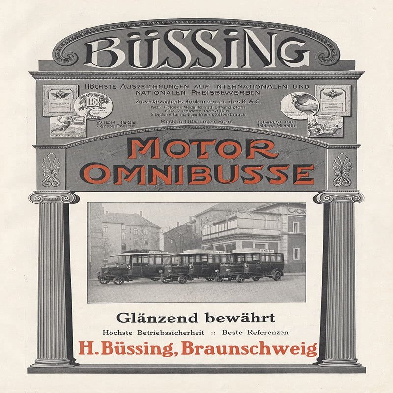 Biller Antik H. Bssing Braunschweig Omnibusse Vienna Budapest Poster Braunbeck Motor A2 448