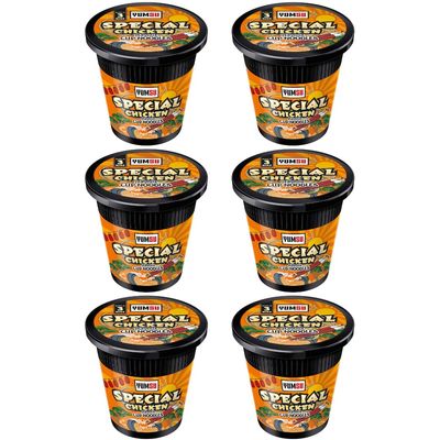 Instant Pot Noodles Halal Certified Instant Special Chicken Flavoured Noodles Vegetarian Egg Free 60g (Pack of 6) + FabFinds Mug