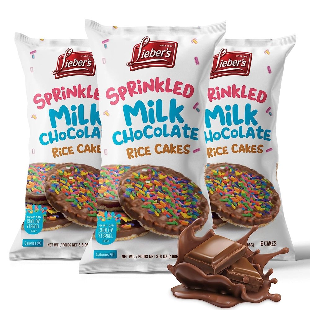Lieber's Chocolate Coated Rice Cakes (Milk Chocolate - Sprinkles), 105.00 g (Pack of 3)