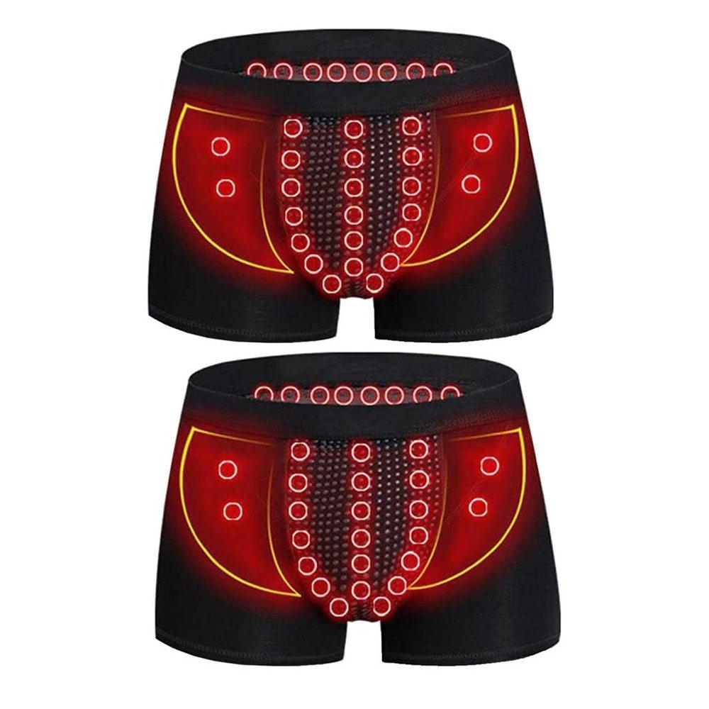 MECKOZ 2/4 Pack Men's Enlargement Underwears Tourmaline Prostate Magnetic Therapy Boxer Shorts Promotes Secondary Growth(2pcs,L)