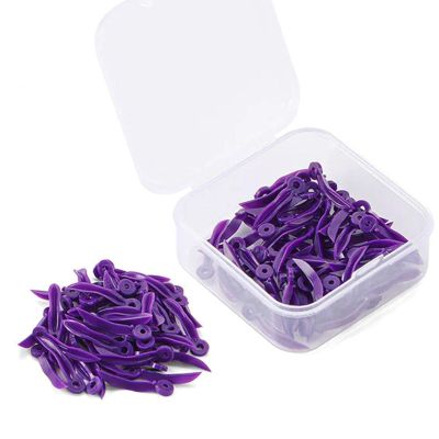 100/Box Diastema Wedges, Disposable Plastic Poly-Wedges Dental Fixing Wedge with Hole, Compress on Entry and Flare Upon Large: 17mm (Purple)