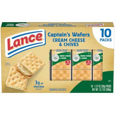 Lance Captain's Wafers Cream Cheese & Chives Sandwich Crackers - 10 Packs - 6 Sandwiches
