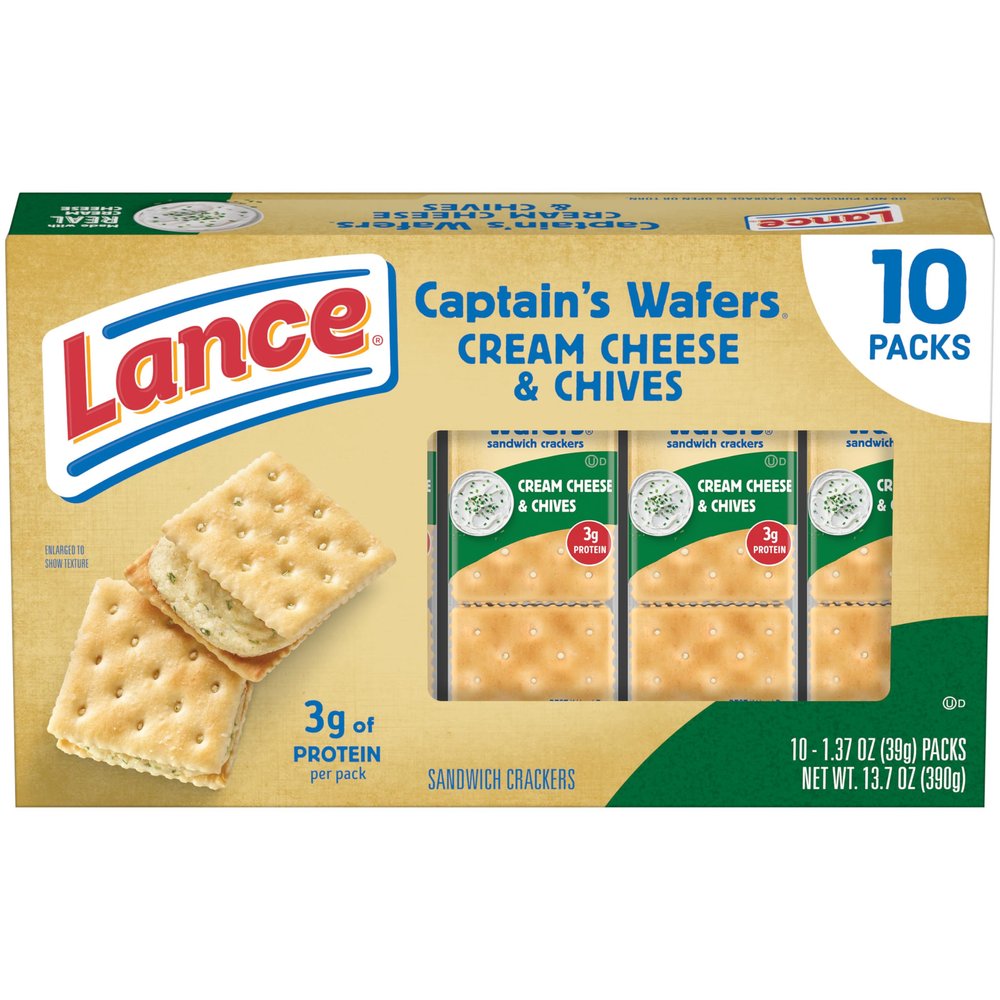 Lance Captain's Wafers Cream Cheese & Chives Sandwich Crackers - 10 Packs - 6 Sandwiches