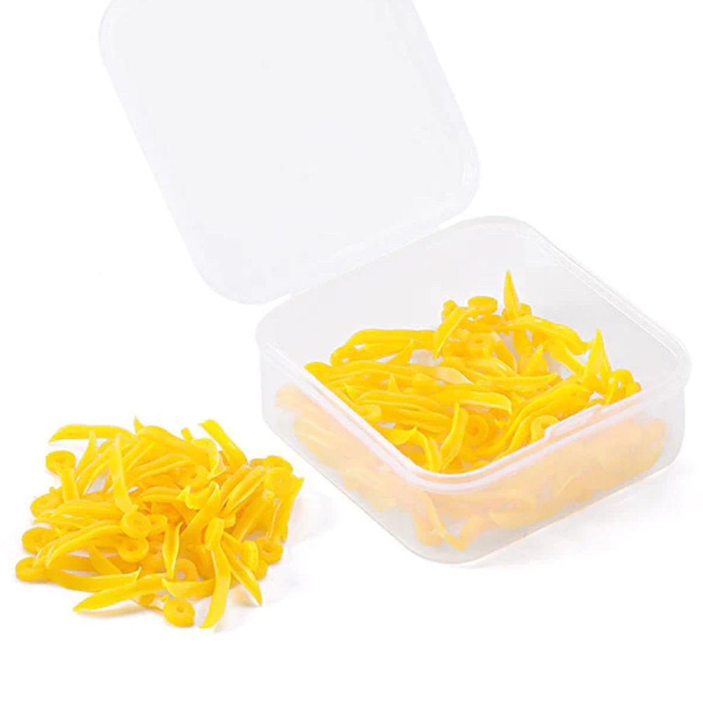 100/Box Diastema Wedges, Disposable Plastic Poly-Wedges Dental Fixing Wedge with Hole, Compress on Entry and Flare Upon Medium : 15mm (Yellow)