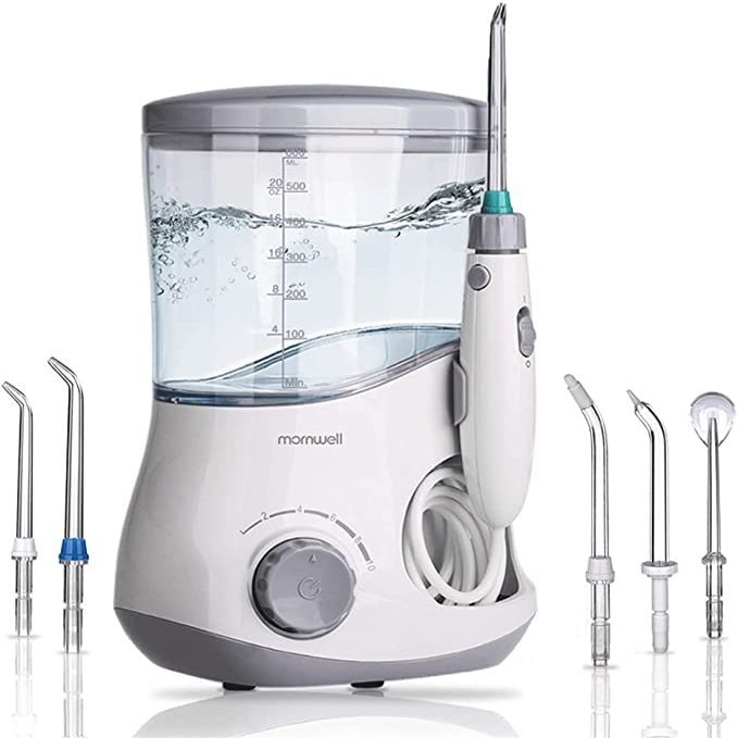 CAFFIA Water Flosser Professional for Teeth, 600ML Dental Water Teeth Cleaner 10 Adjustable Pressure, Electric Dental Pick Flosser for Teeth/Braces, 5 Water Jet Tips for Family