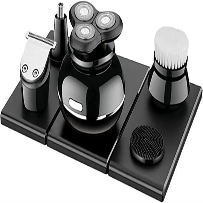 CAFFIA 5 in 1 Multi Functional Men's Grooming Kit, Waterproof Electric Shaver, USB Rechargeable Hair Razor with LED Display & Independent Heads, for Bathroom, Travel