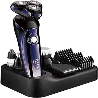 CAFFIA Mens Electric Shaver Razor Beard Trimmer Rotary Shaver Cordless Sideburn Trimmer Nose Trimmer Wet Dry Shaver Waterproof USB Rechargeable 5 in 1