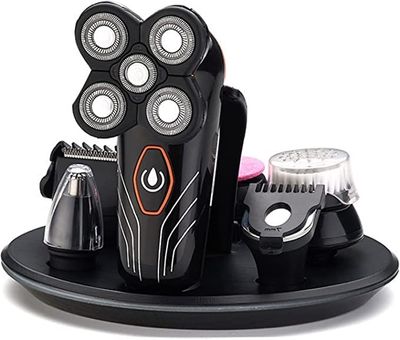 CAFFIA Multifunctional Cordless Electric Razor, Waterproof Mens Head Razor Rechargeable Razors, Wet Dry Electric Shaver with Smart Battery Display, for Home or Traveling