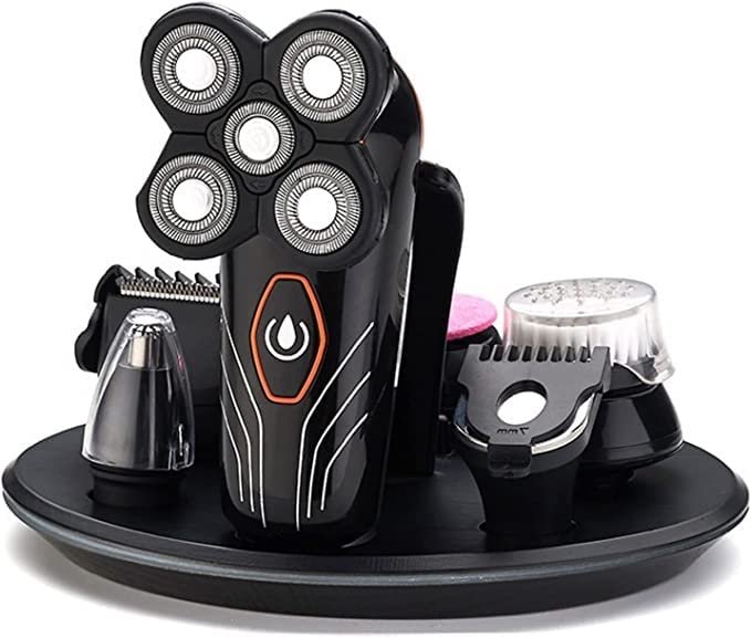 CAFFIA Multifunctional Cordless Electric Razor, Waterproof Mens Head Razor Rechargeable Razors, Wet Dry Electric Shaver with Smart Battery Display, for Home or Traveling