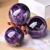 1PC Natural Dream Amethyst Ball Polished Globe Massaging Ball Reiki Healing Stone Home Decoration Souvenirs Gift-Strawberry crystal,35-40mm view 2