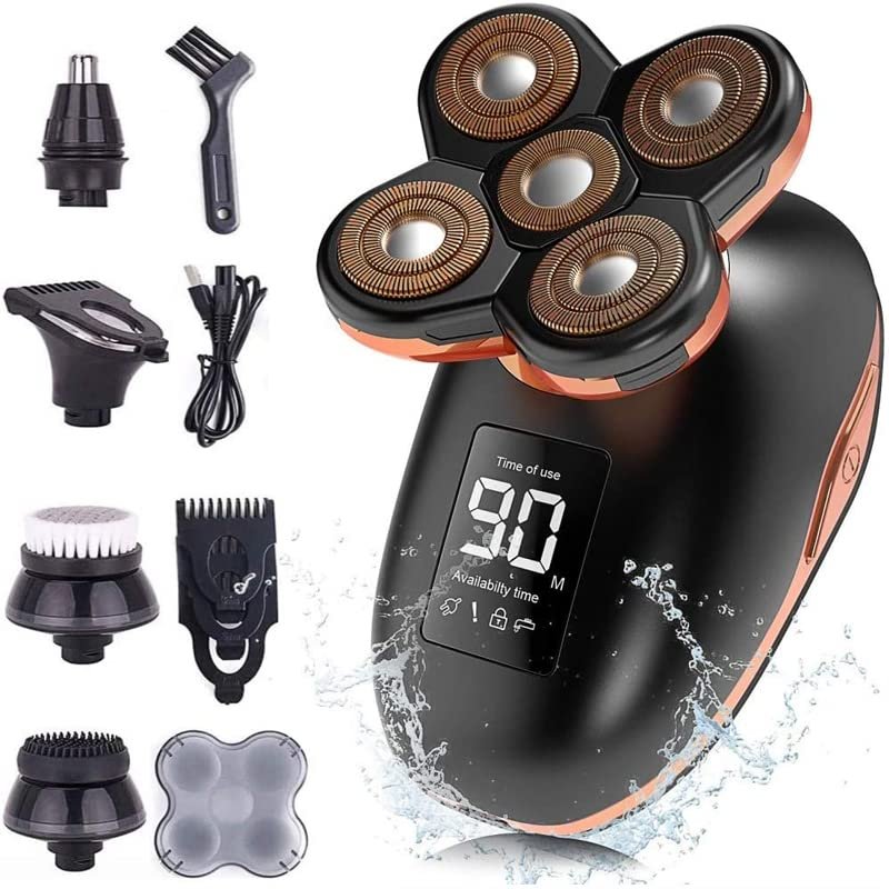 Electric Razor for Men's, 5D Floating Electric Shaver for Men 5 in 1 Shavers Bald Men Beard Trimmer Grooming Kit LED Display USB Rechargeable