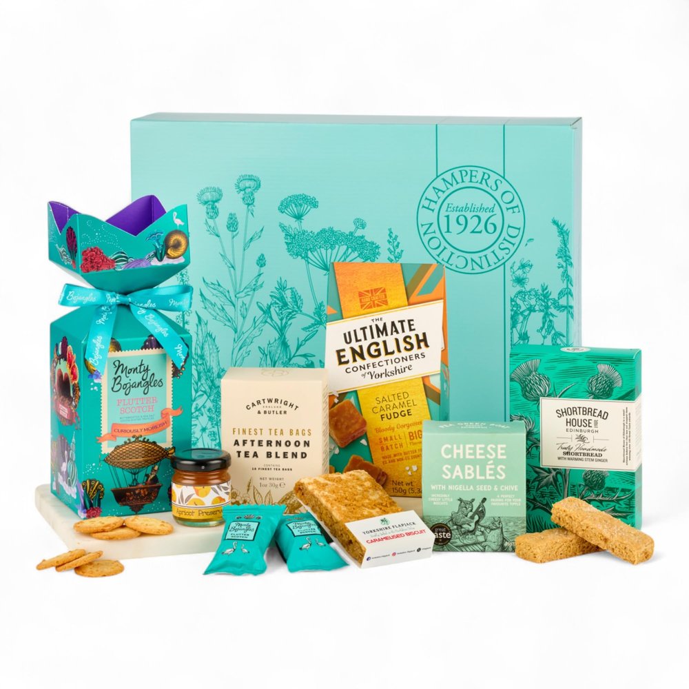 Thornton & France Afternoon Tea Hamper Luxury Tea & Treats Gift Box with Truffles, Flapjack, Shortbread, Fudge & Preserve Afternoon Tea Gift for Birthdays, Thank You & Special Occasions