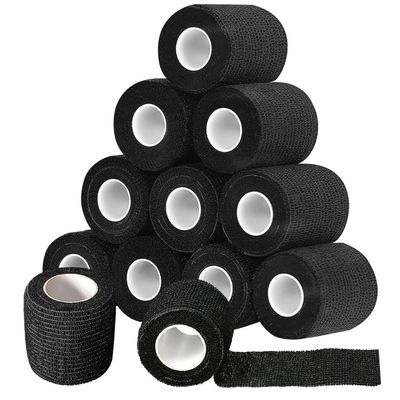 12 Pack Black Self Adhesive Bandage Wrap,SAREAL 2" x 5 Yards Athletic Wrap Self Adhesive,Vet Wrap,Tattoo Grip Tape,Sports Tape Bulk for First Aid Supplies and Wrist Sprains Protection