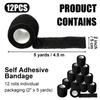 12 Pack Black Self Adhesive Bandage Wrap,SAREAL 2" x 5 Yards Athletic Wrap Self Adhesive,Vet Wrap,Tattoo Grip Tape,Sports Tape Bulk for First Aid Supplies and Wrist Sprains Protection view 2