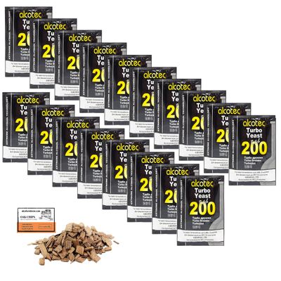 18 x Turbo Yeast - Alcotec Batch 200-86g, Yeast for Sugar Fermentation, Vodka Yeast, Mash Yeast, Rapid Yeast