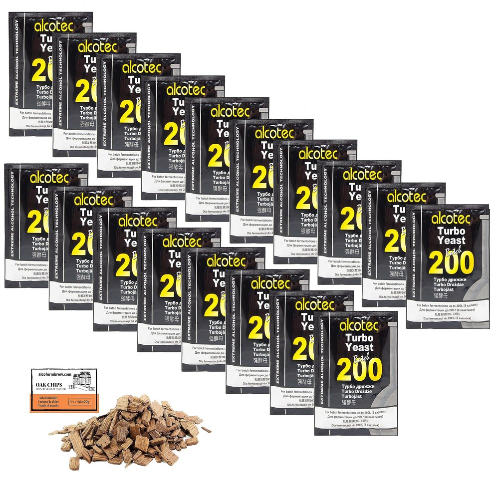 18 x Turbo Yeast - Alcotec Batch 200-86g, Yeast for Sugar Fermentation, Vodka Yeast, Mash Yeast, Rapid Yeast