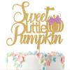 Sweet Little Pumpkin Cake Topper, Little Pumpkin Baby Shower Decorations for Girl, Fall Autumn Baby Shower/Halloween Thanksgiving Baby Gender Reveal Party Decorations Supplies, Gold and Pink Glitter view 1