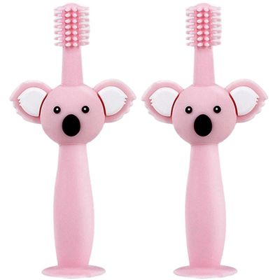 ZUMAHA Cute Koala Shape Toothbrush, 360 Silicone Toddler Toothbrushes Ages 1-3, Portable & Independent Packaging Manual Toothbrush