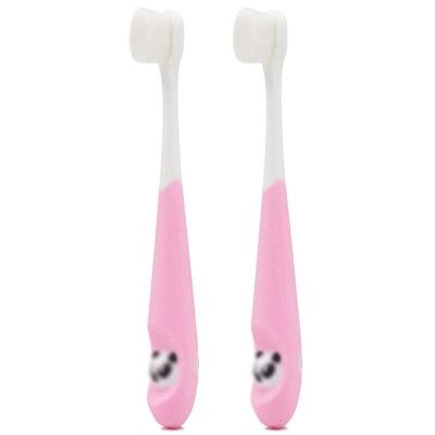ZUMAHA Ergonomic Silicone Handle Toothbrush, Child Sized Brush Heads (1-6 Year Old), Pack of 2 Toothbrushes, Manual Toothbrush for Kids