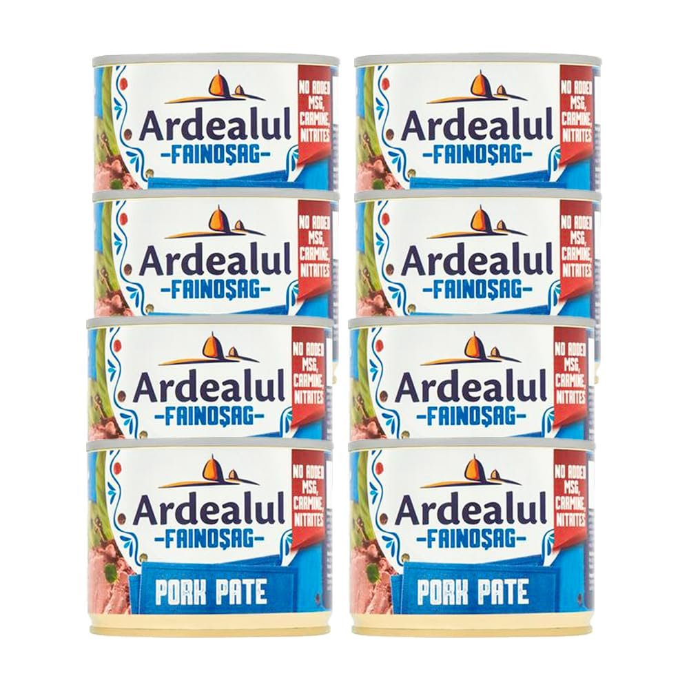 Ardealul Pork Pate | Made with Healthy Ingredients | Useful for Everyday Meals | Delicious Pate | Smooth & Creamy Texture | Romanian Origin | 200g (Pack of 8)