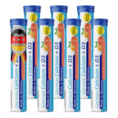 German Calcium + Vitamin D Drink Effervescent Tablets 140 Servings Orange-Grapefruit Flavour - 500 mg Calcium, 2,5 g Vitamin D3 - T&D Pharma  Made in Germany