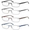 MODFANS 4 Pack Reading Glasses 1.75 Men Blue Light Blocking Metal Frame Rectangle Style Stainless Steel Material Readers Glasses Black Grey Blue Brown view 2