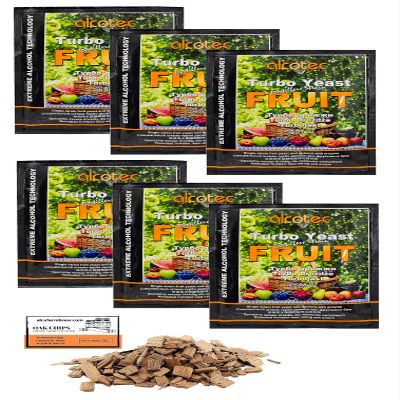 6 x Alcotec Turbo Fruit Yeast 60g High-Efficiency Yeast for Fruit Mash, Wine, and Vodka Fermentation Up to 18% ABV