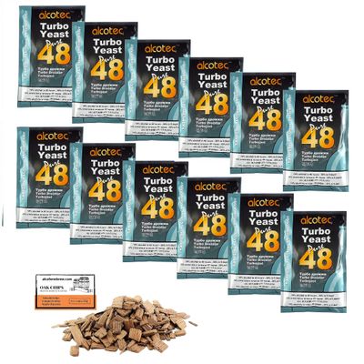 12 x Turbo Yeast - Alcotec Pure 48-135g, Yeast for Sugar Fermentation, Vodka Yeast, Mash Yeast, Rapid Yeast