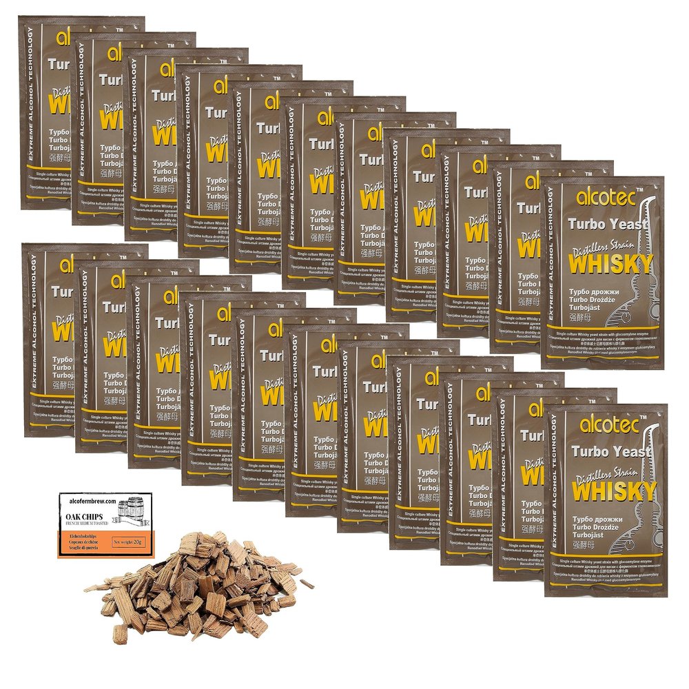 22 x Turbo Yeast - Alcotec Whisky 73g, Yeast for Fermentation, Vodka Yeast, Mash Yeast, Rapid Yeast