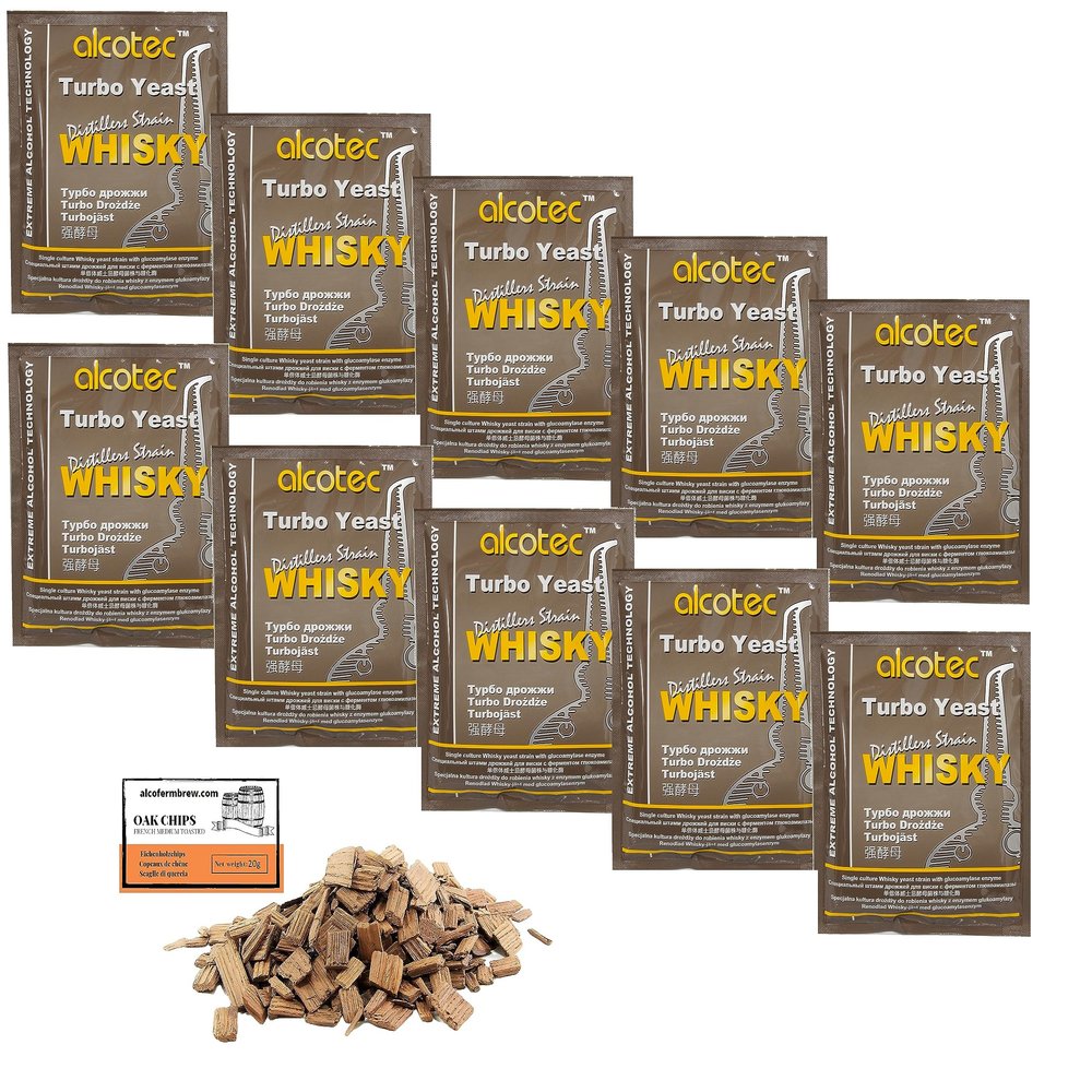 10 x Turbo Yeast - Alcotec Whisky 73g, Yeast for Fermentation, Vodka Yeast, Mash Yeast, Rapid Yeast