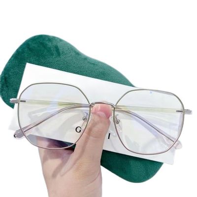 LTSRLL Oversized HD Anti Blue Light Reading Glasses Oval Anti Eyestrain Metal Computer Readers Eyeglasses Flat Light Mirror (Color : C6, Size : +350)