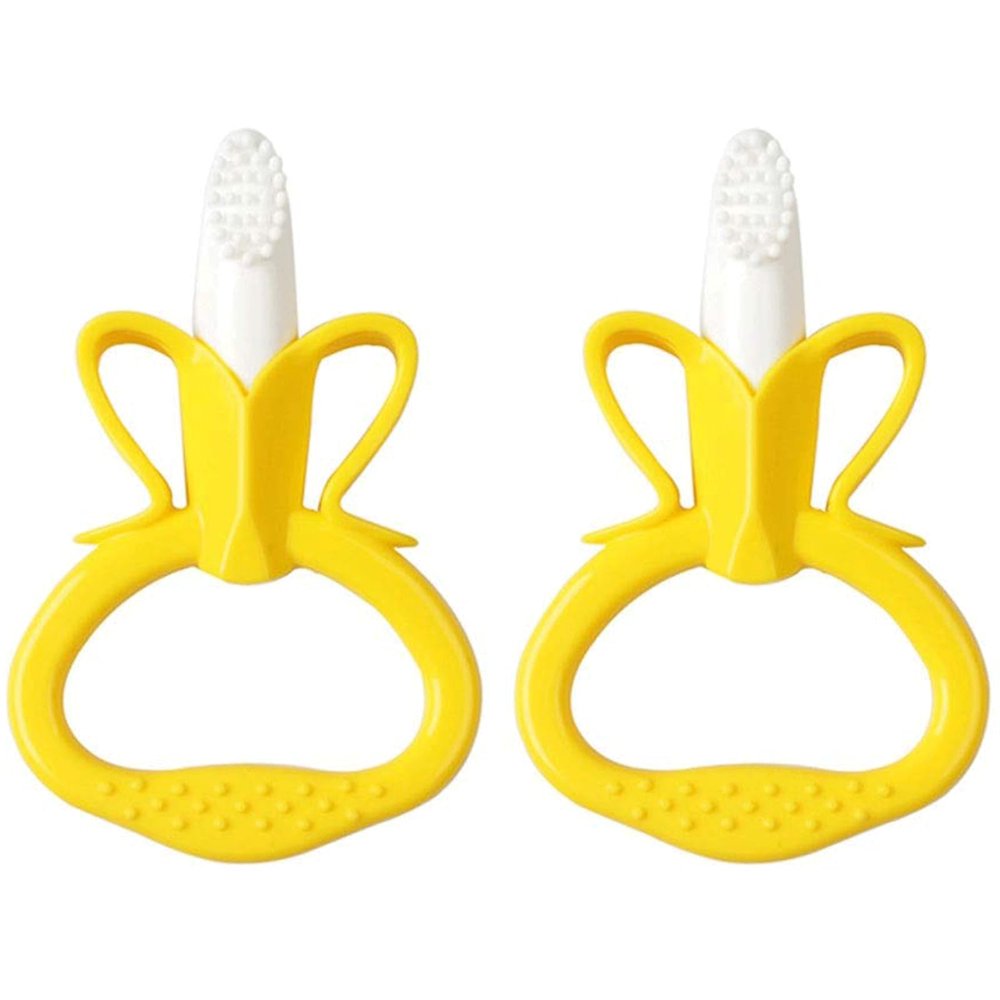 ZUMAHA Banana Shape Kids Toothbrush, Toddler Toothbrush for Age 1-3 Years Old, Bendable Baby Training Manual Toothbrush
